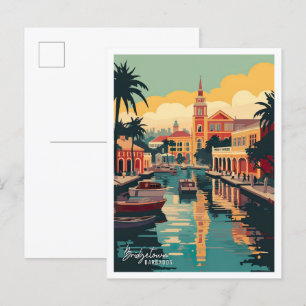 Carte Postale Illustration du Vintage voyage de Bridgetown Barba