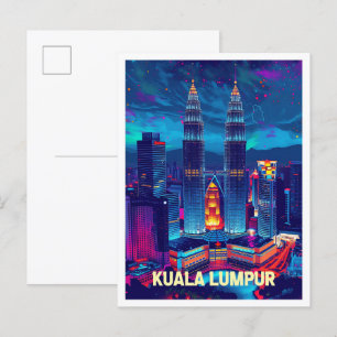 Carte Postale Illustration du Vintage voyage de Kuala Lumpur Mal
