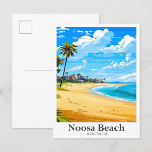 Carte Postale Illustration du Vintage voyage de Noosa Beach Aust