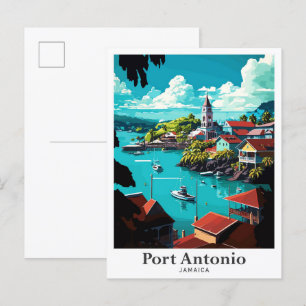 Carte Postale Illustration du Vintage voyage de Port Antonio Jam