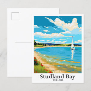 Carte Postale Illustration du Vintage voyage de Studland Bay Ang