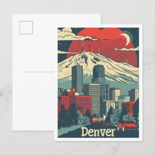 Carte Postale Illustration du Vintage voyage Denver Colorado