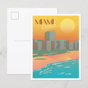Carte Postale Illustration du Vintage voyage Miami Beach Florida