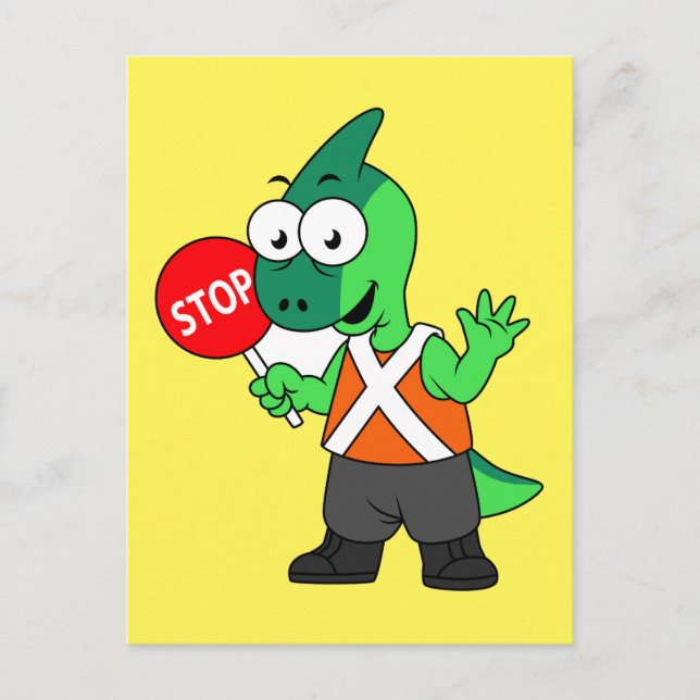 Carte Postale Illustration d'un agent de la circulation Parasaur (Devant)