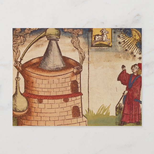 Carte Postale Illustration d'un alchimiste au travail (Devant)