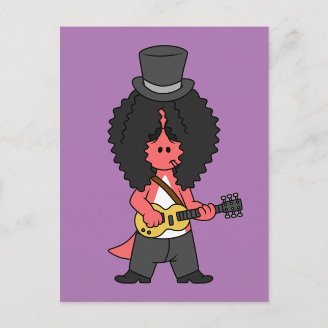 Carte Postale Illustration d'un Allosaurus habillé en rock star (Devant)