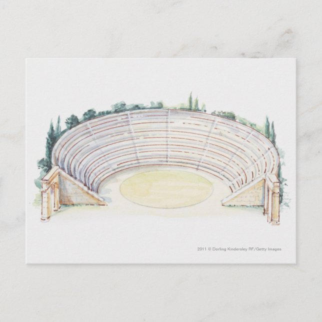 Carte Postale Illustration d'un amphithéâtre romain (Devant)