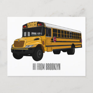Carte Postale Illustration d'un autobus scolaire