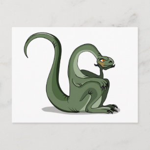 Carte Postale Illustration D'Un Brontosaurus Caricaturé Qui Pens