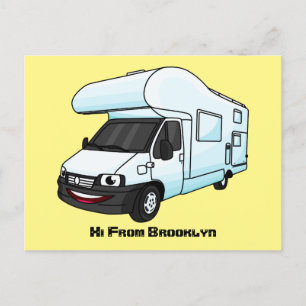 Carte Postale Illustration d'un campervan heureux