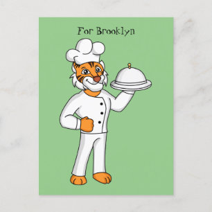 Carte Postale Illustration d'un chef tigre drôle et mignon