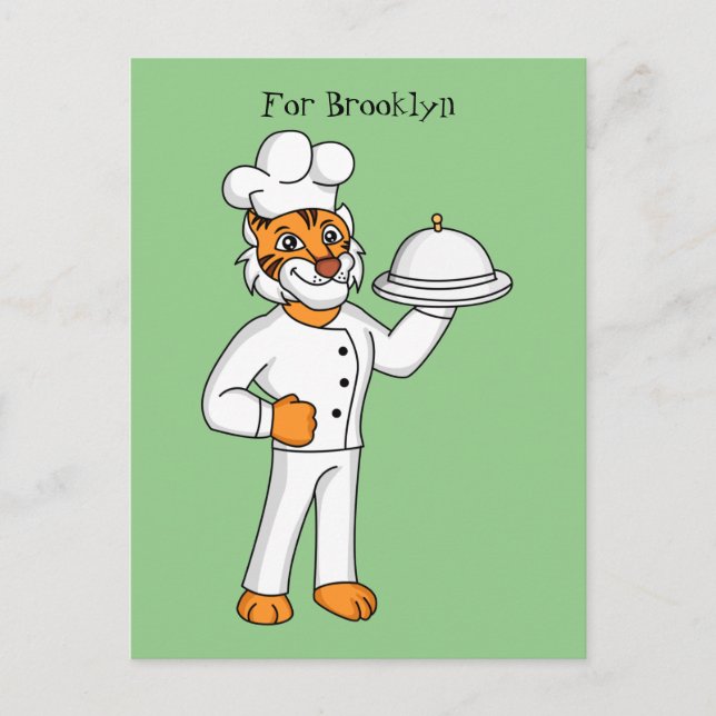 Carte Postale Illustration d'un chef tigre drôle et mignon (Devant)