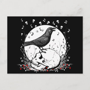 Carte Postale Illustration d'un corbeau chantant une chanson de 