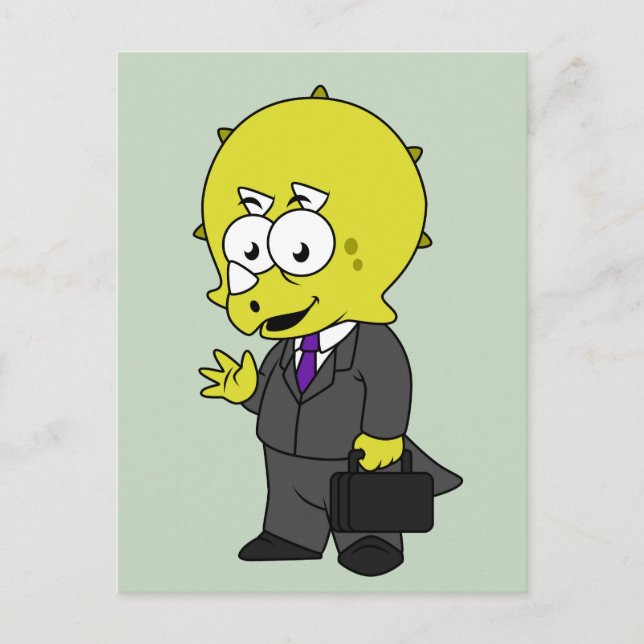 Carte Postale Illustration d'un homme d'affaires Triceratops. (Devant)