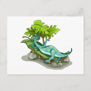 Carte Postale Illustration d'un Iguanodon prenant un bain de sol