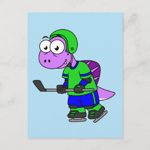 Carte Postale Illustration d'un joueur de hockey Spinosaurus.