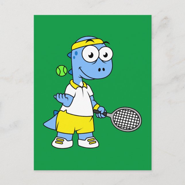 Carte Postale Illustration D'Un Joueur De Tennis Tyrannosaurus R (Devant)