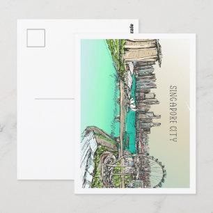Carte Postale Illustration d'un lieu de voyage célèbre à Singapo