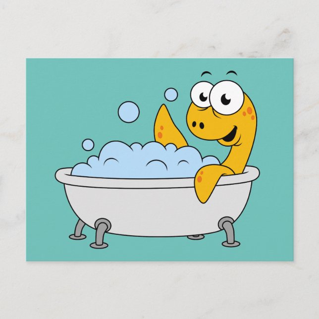 Carte Postale Illustration D'Un Monstre De Loch Ness De Bain. (Devant)