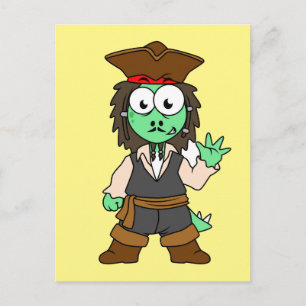 Carte Postale Illustration d'un pirate stégosaure, Jack Sparrow