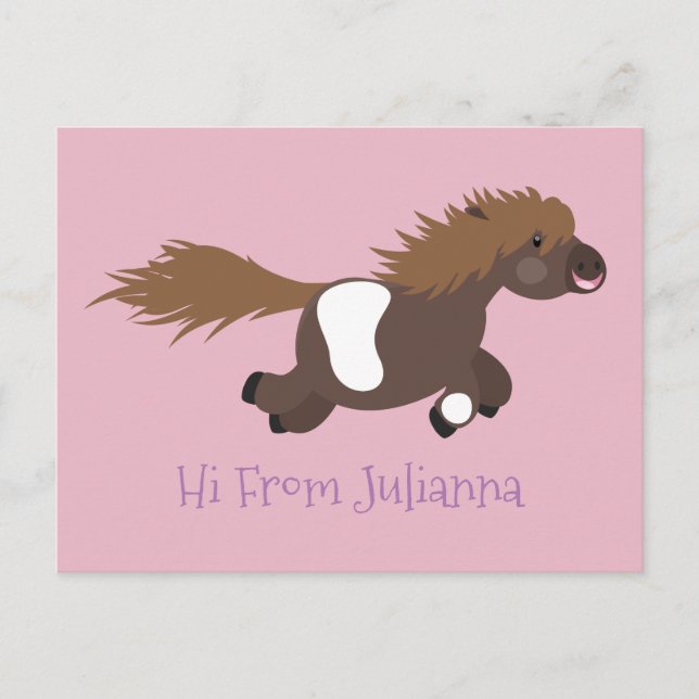 Carte Postale Illustration d'un poney de Shetland mignon (Devant)