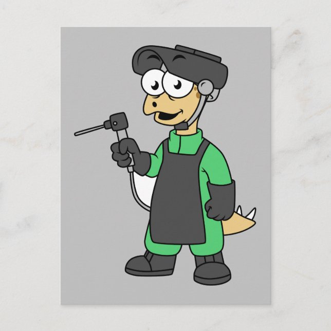 Carte Postale Illustration D'Un Soudeur De Stegosaurus. (Devant)