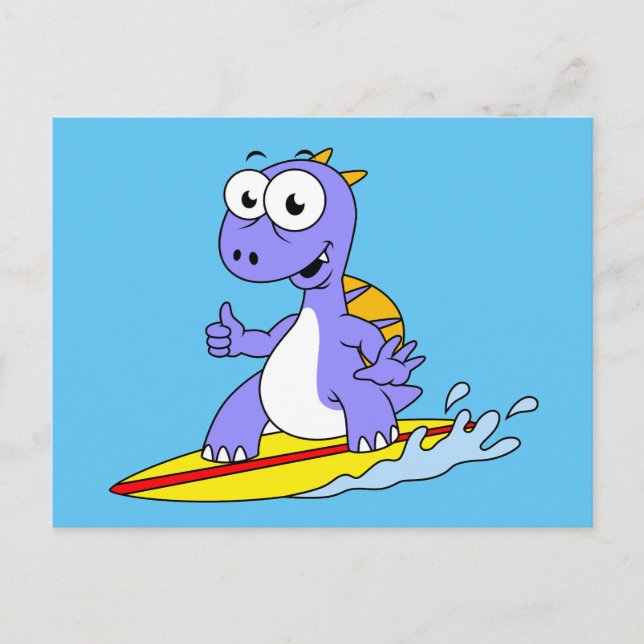 Carte Postale Illustration D'Un Spinosaure De Surf. (Devant)