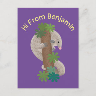 Carte Postale Illustration d'une anteure de pangolin mignonne