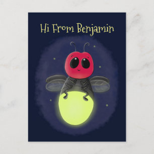 Carte Postale Illustration d'une luciole à éclair mignon