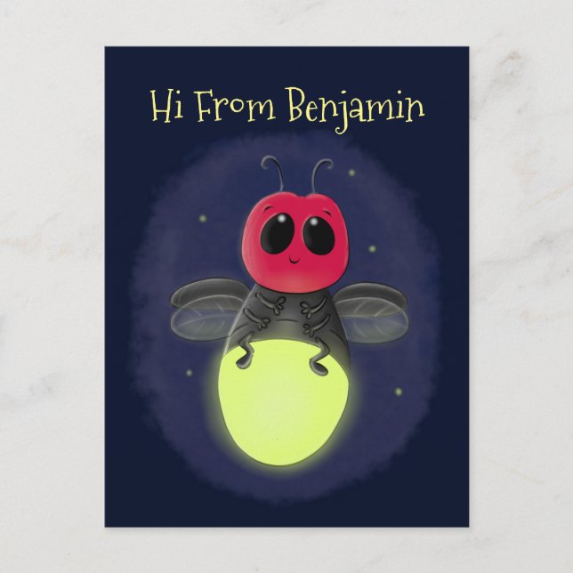 Carte Postale Illustration d'une luciole à éclair mignon (Devant)