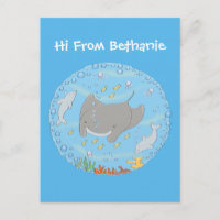 Illustration d'une mignonne raie manta et de bulle