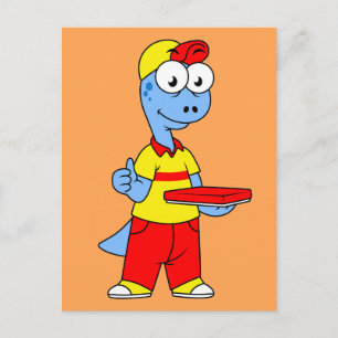 Carte Postale Illustration d'une personne de livraison Brontosau