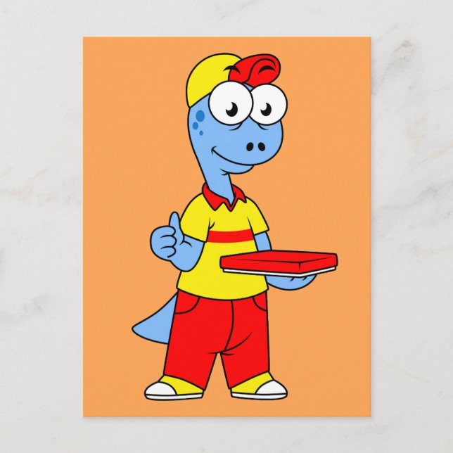 Carte Postale Illustration d'une personne de livraison Brontosau (Devant)