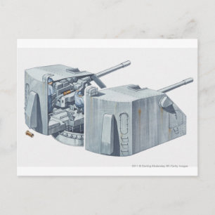 Carte Postale Illustration d'une tourelle d'arme sur un navire d