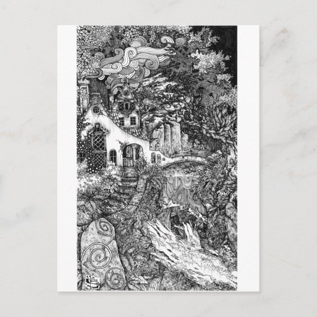 Carte Postale Illustration Dwelling ; pen et ink (Devant)