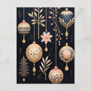 Carte Postale Illustration élégante de boules de Noël