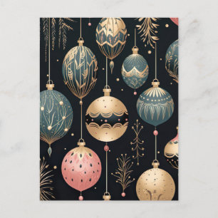 Carte Postale Illustration élégante de boules de Noël