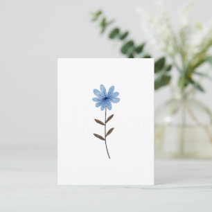 Carte Postale Illustration Fleur Bleue Aquarelle Élégante Art Fl