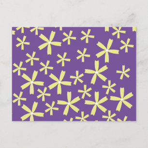 Carte Postale Illustration florale de marguerite jaune et violet