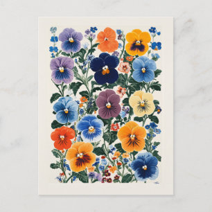 Carte Postale Illustration florale de Pansy Vibrant