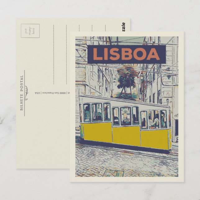 Carte Postale Illustration funiculaire de Bica, le charme emblém (Devant / Derrière)