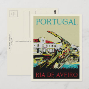 Carte Postale Illustration lagune d'Aveiro Portugal