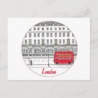 Carte Postale Illustration Londres Angleterre Red Bus Travel