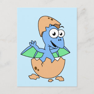 Carte Postale Illustration mignonne d'un bébé ptérodactyle qui é