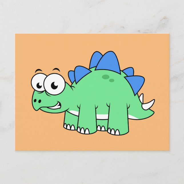 Carte Postale Illustration mignonne d'un stégosaure. 2 (Devant)