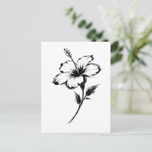 Carte Postale Illustration minimaliste de l'Hibiscus par coup de