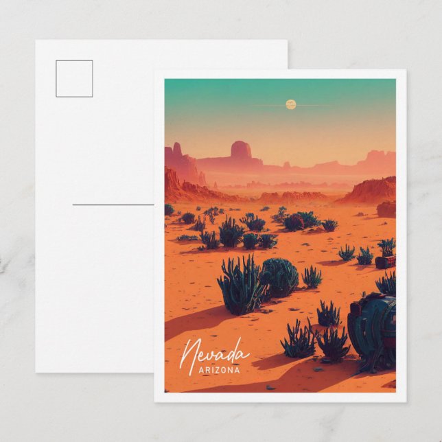 Carte Postale Illustration Nevada Arizona Travel Place (Devant / Derrière)