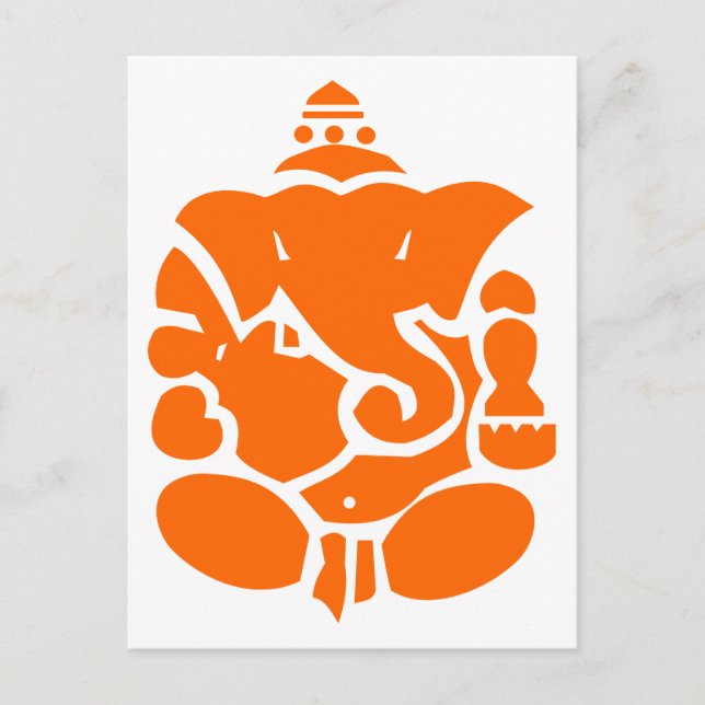 Carte Postale Illustration Orange Ganesha (Devant)