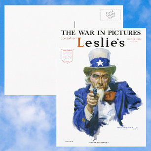Carte Postale Illustration patriotique vintage de l'oncle Sam, c