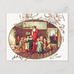 Carte Postale Illustration Père Noël avec enfants